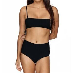 NEW MAI mod bikini top in black ribbed